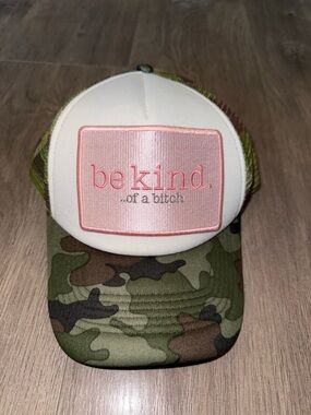 Be Kind Pink Patch Camo Trucker Hat